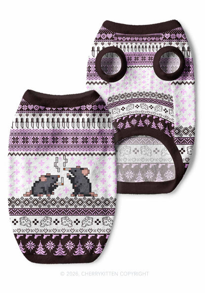 Pixel Smoking Rats Y2K Pet Knit Sweatshirt Cherrykitten