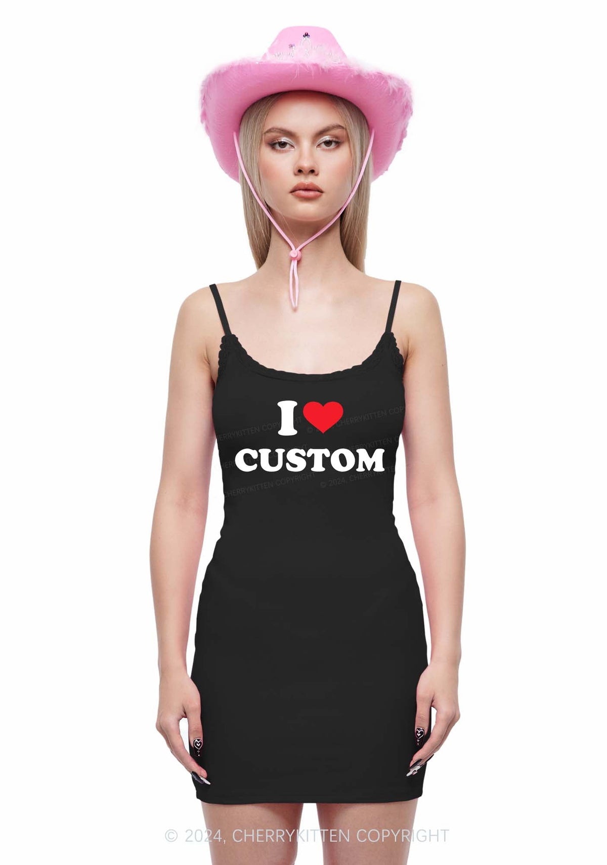 I Love Custom Y2K Lace Slip Dress Cherrykitten