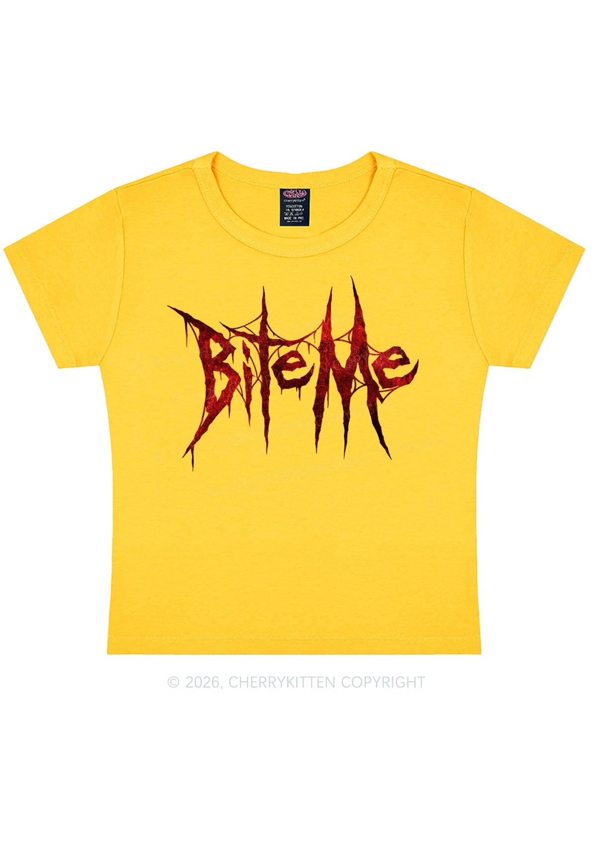 Halloween Bite Me Y2K Baby Tee Cherrykitten