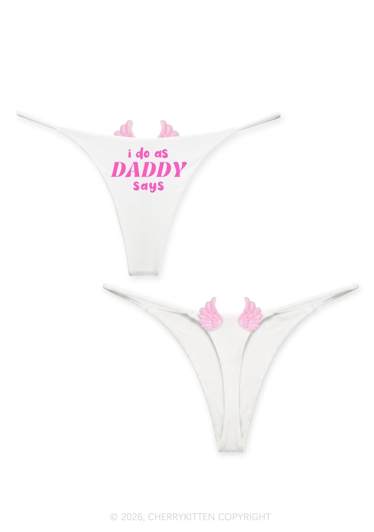 I Do As Daddy Says Y2K Goth Angel Wings Bikini String Thong Cherrykitten