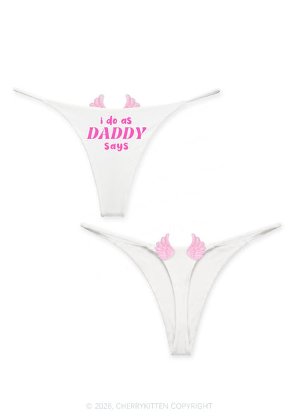 I Do As Daddy Says Y2K Goth Angel Wings Bikini String Thong Cherrykitten