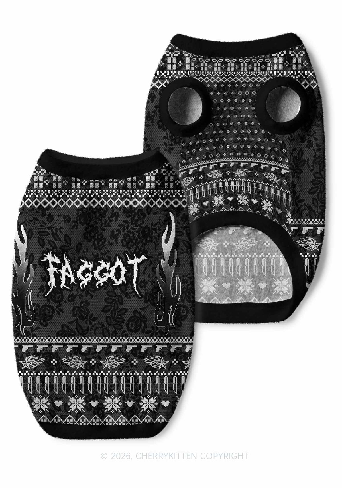 Punk Faggot Pride Y2K Pet Knit Sweatshirt Cherrykitten