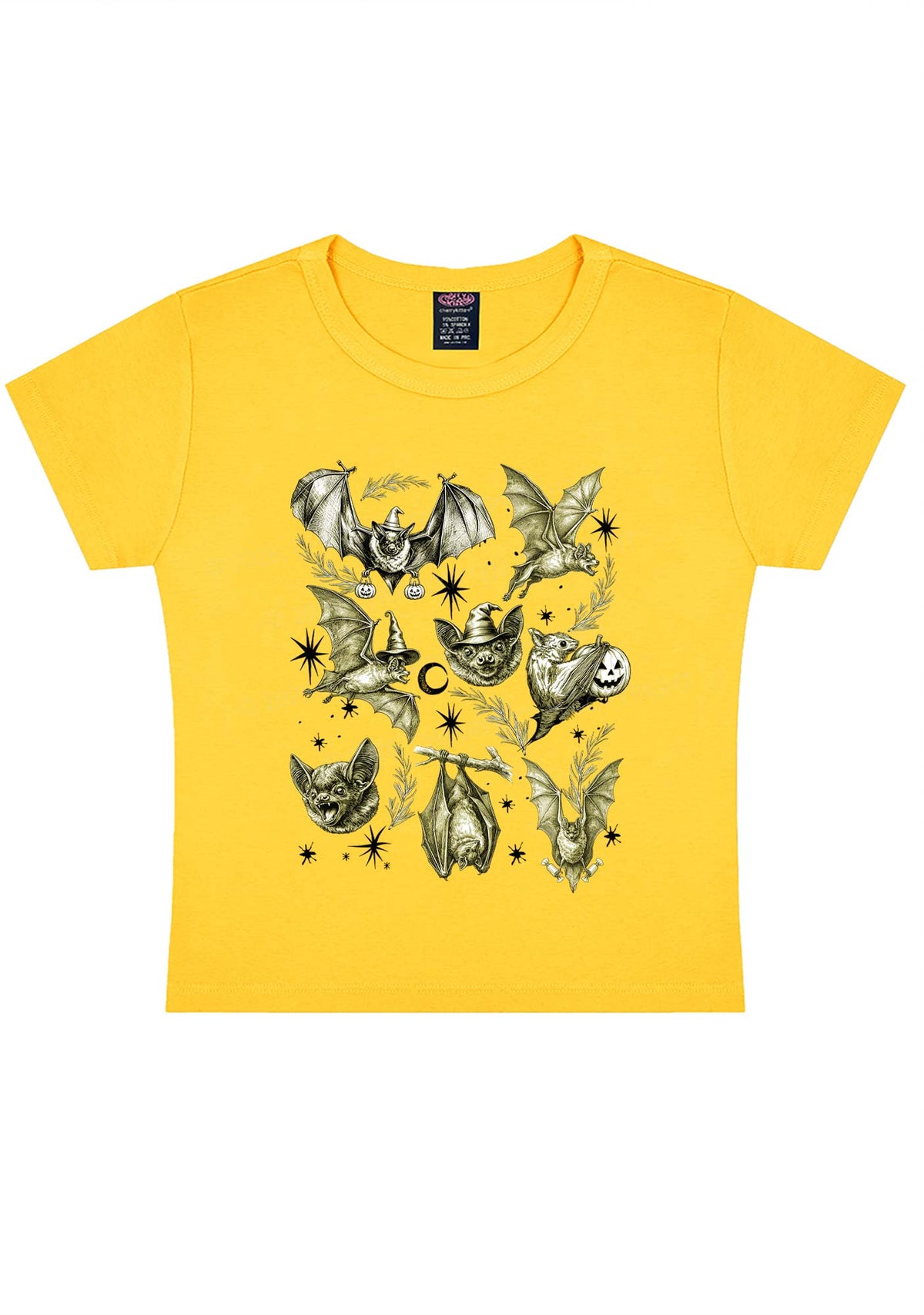 Halloween Bat Wizard Hat Y2K Baby Tee Cherrykitten