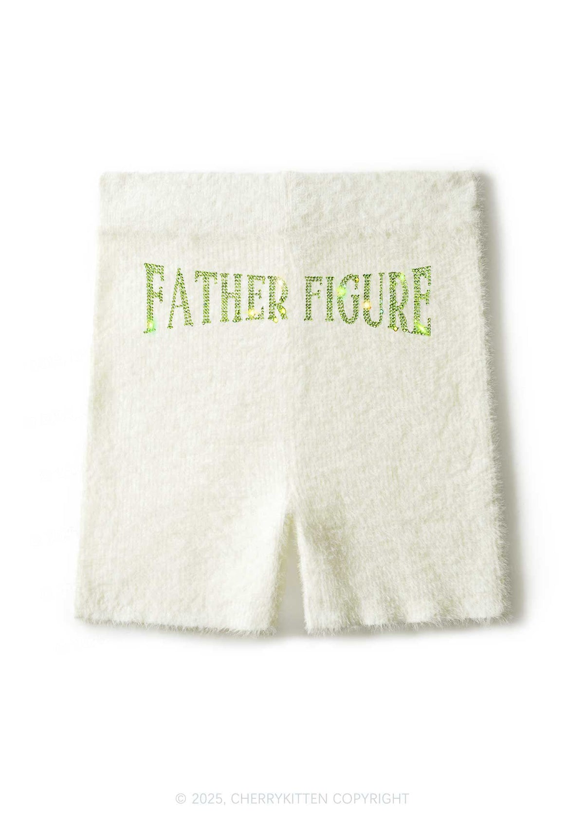 Rhinestone Father Figure Y2K Fluffy Shorts Cherrykitten