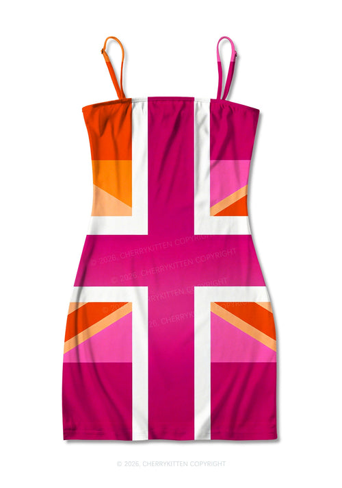Lesbian Cross Flag Pride Y2K Print Slip Dress Cherrykitten