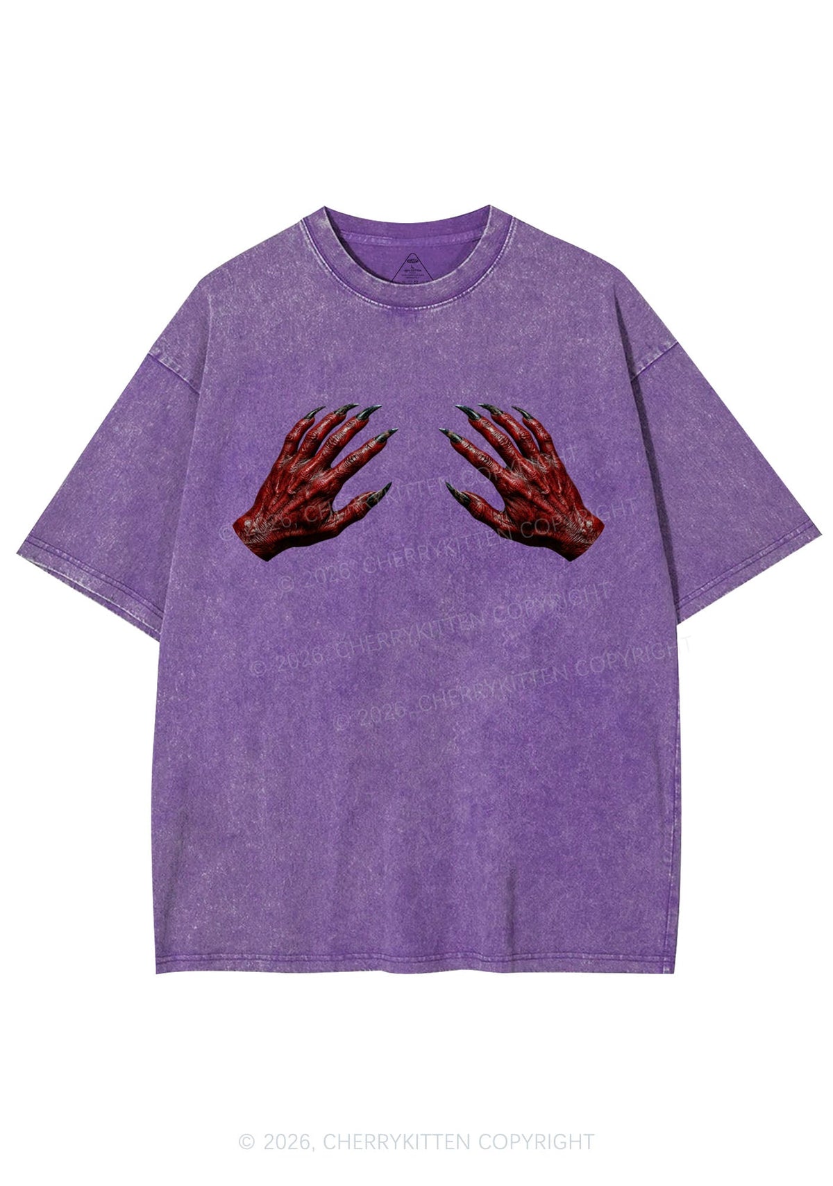 Halloween Satan Hands Y2K Shirts Washed Tee Cherrykitten