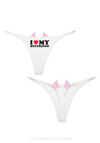 I Love My Boyfriend Y2K Goth Angel Wings Bikini String Thong Cherrykitten