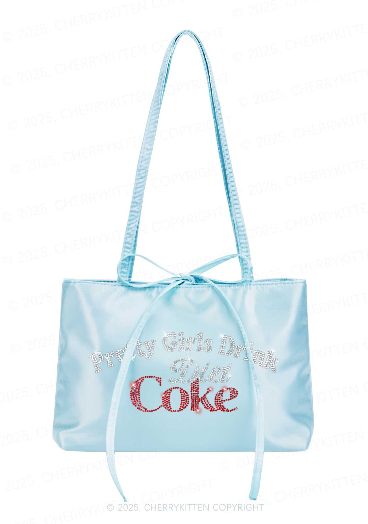Rhinestone Pretty Girls Drink Diet Cola Y2K Satin Bags Cherrykitten
