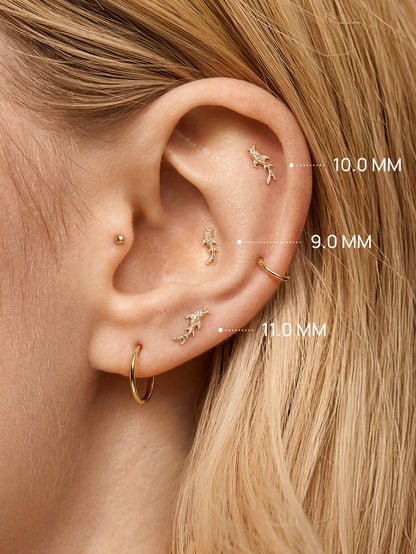 KOSINER 14K Solid Gold Dainty Textured Goldfish Flat Back Stud