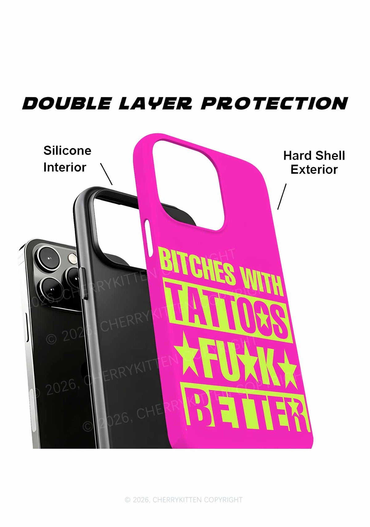 Pink Bxxches With Tattoos Fxxk Better Y2K Phone Case Cherrykitten