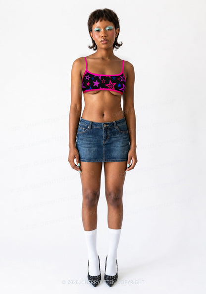 Bisexual Star Pride Y2K Print Super Crop Cami Cherrykitten