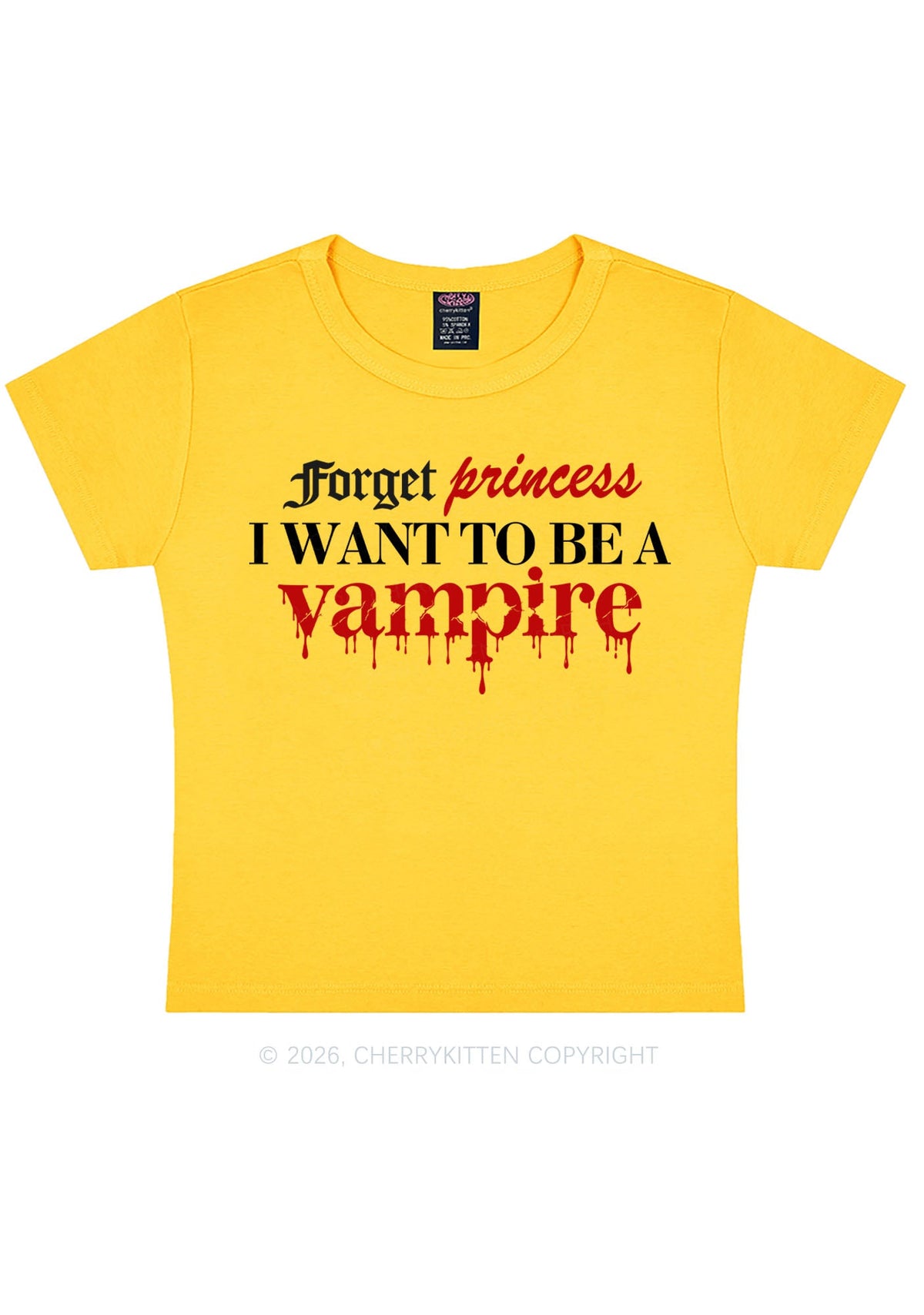 Halloween Want To Be Vampire Y2K Baby Tee Cherrykitten