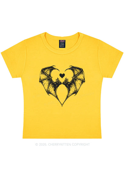 Halloween Bat Heart Y2K Baby Tee Cherrykitten