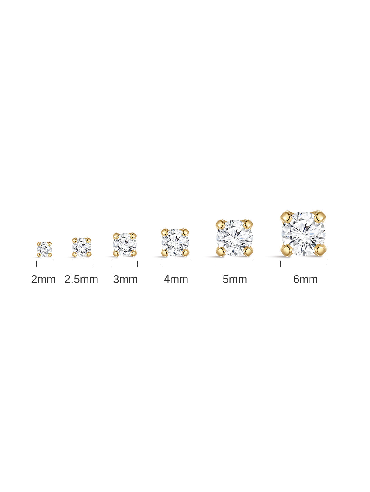 KOSINER 14K Solid Gold Minimalist Moissanite Flat Back Stud