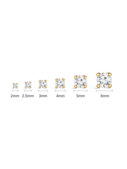 KOSINER 14K Solid Gold Minimalist Moissanite Flat Back Stud