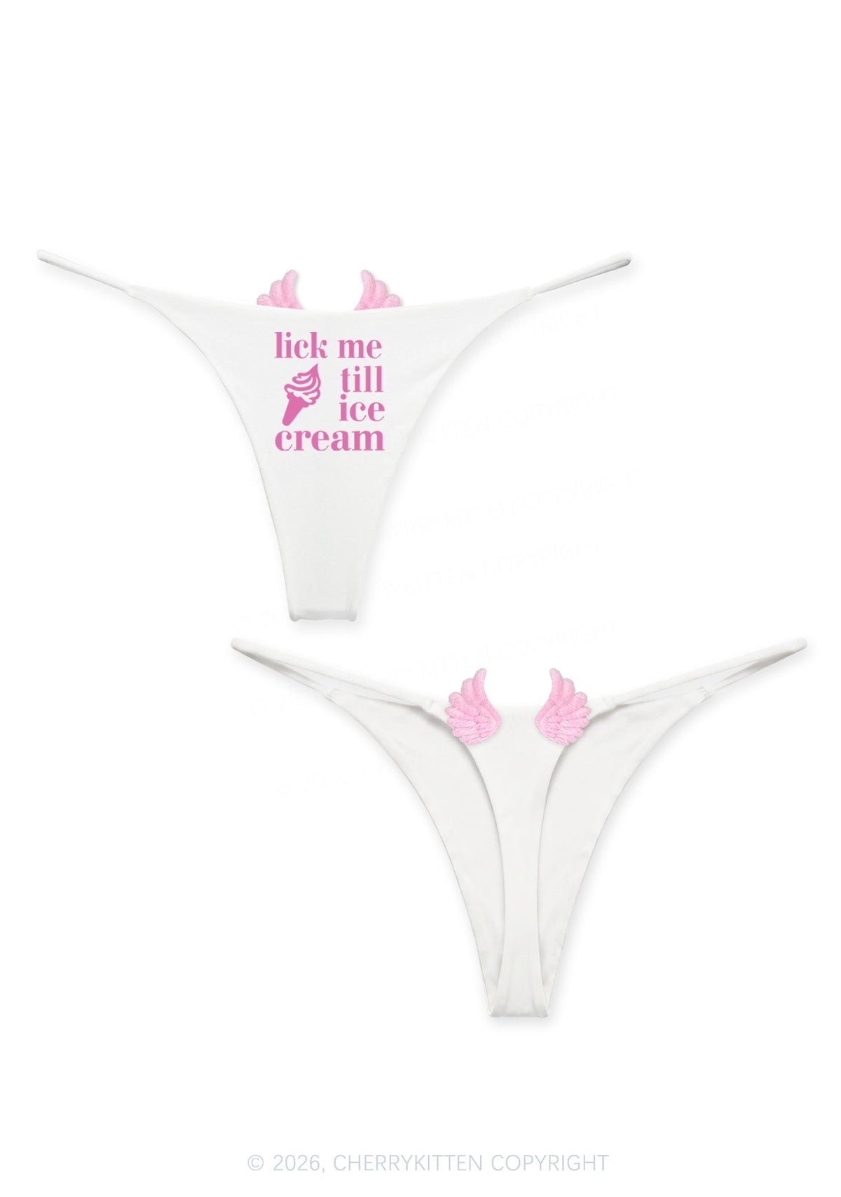 Lick Me Till Ice Cream Y2K Goth Angel Wings Bikini String Thong Cherrykitten