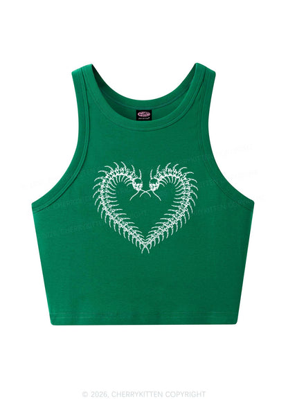 Halloween Centipede Heart Shape Y2K Crop Tank Top Cherrykitten