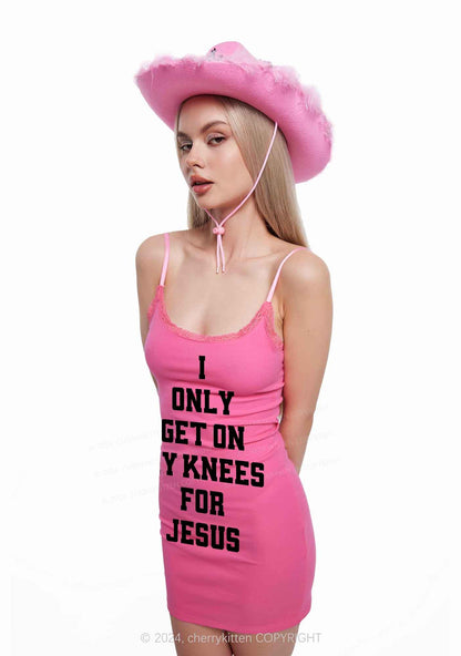 Get On Knees For Jesus Y2K Lace Slip Dress Cherrykitten