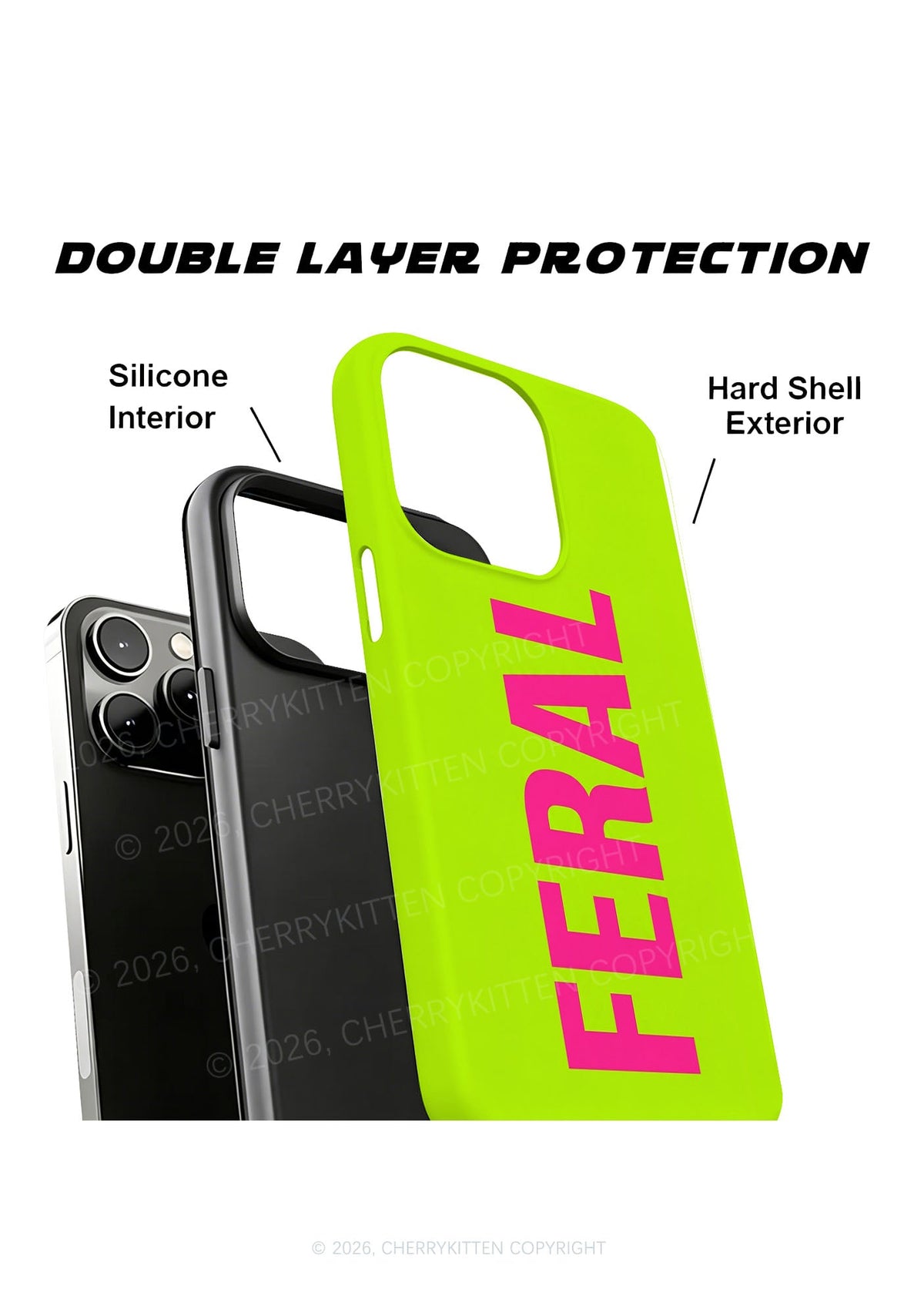 Pink Feral On Green Y2K Phone Case Cherrykitten