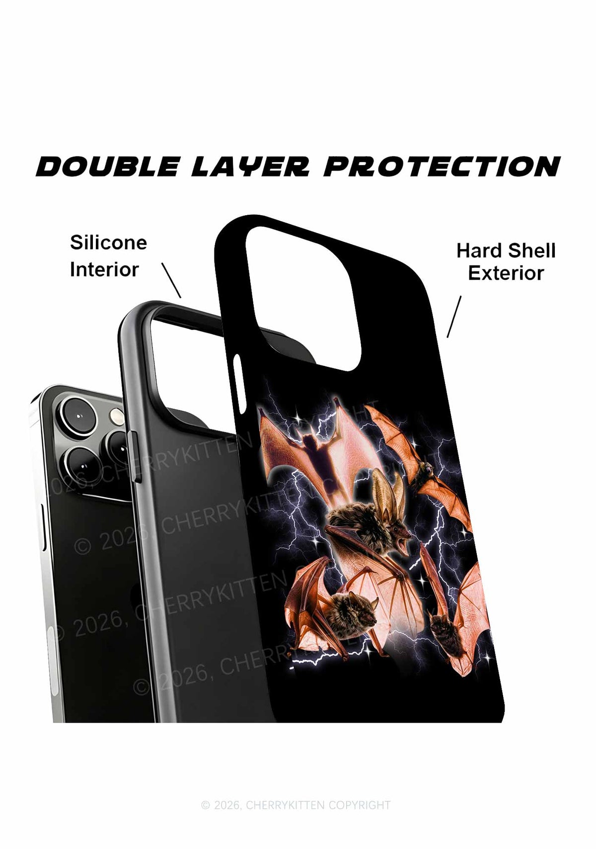 Halloween Bat In Lightning Y2K Phone Case Cherrykitten
