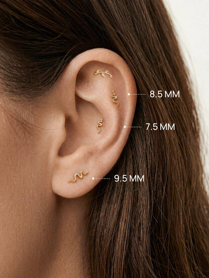 KOSINER 14K Solid Gold Textured Snake Flat Back Stud