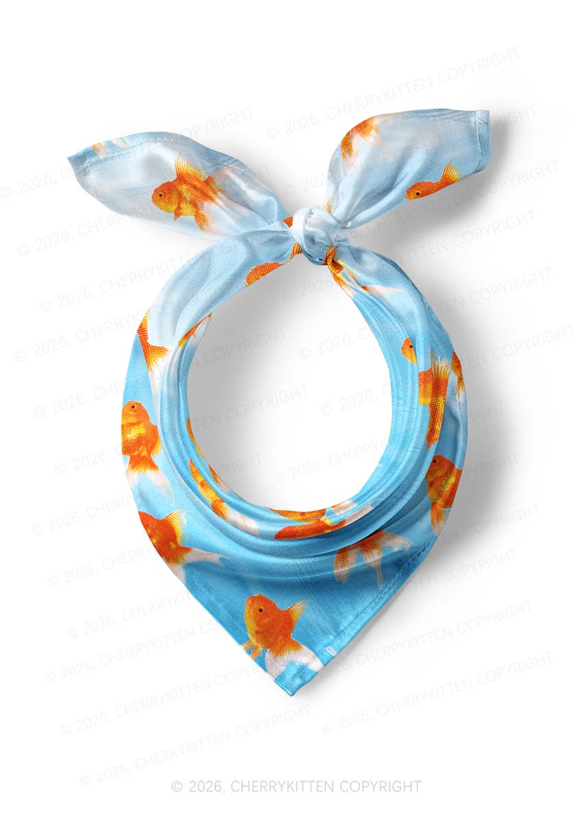 Goldfish Y2K Print Square Bandana Cherrykitten