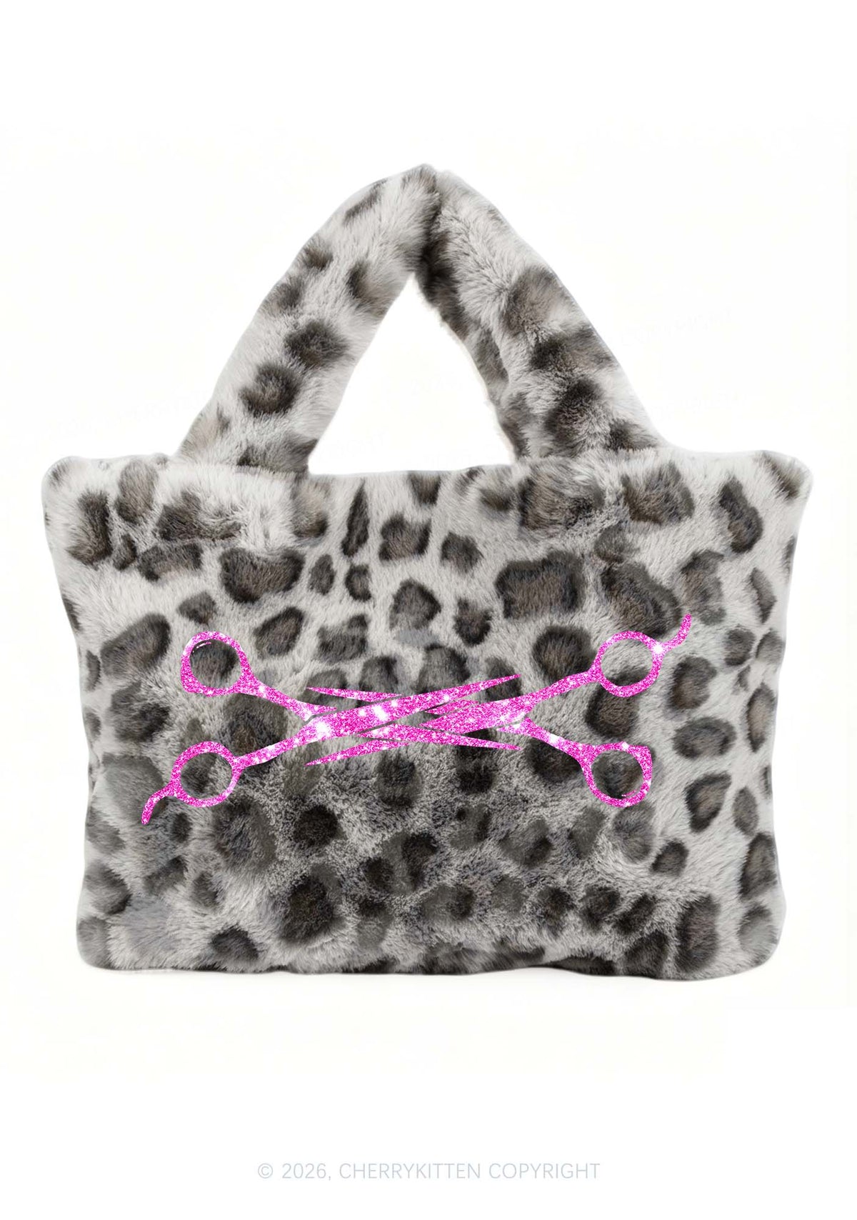 Glitter Scissors Y2K Plush Leopard Handbag Cherrykitten