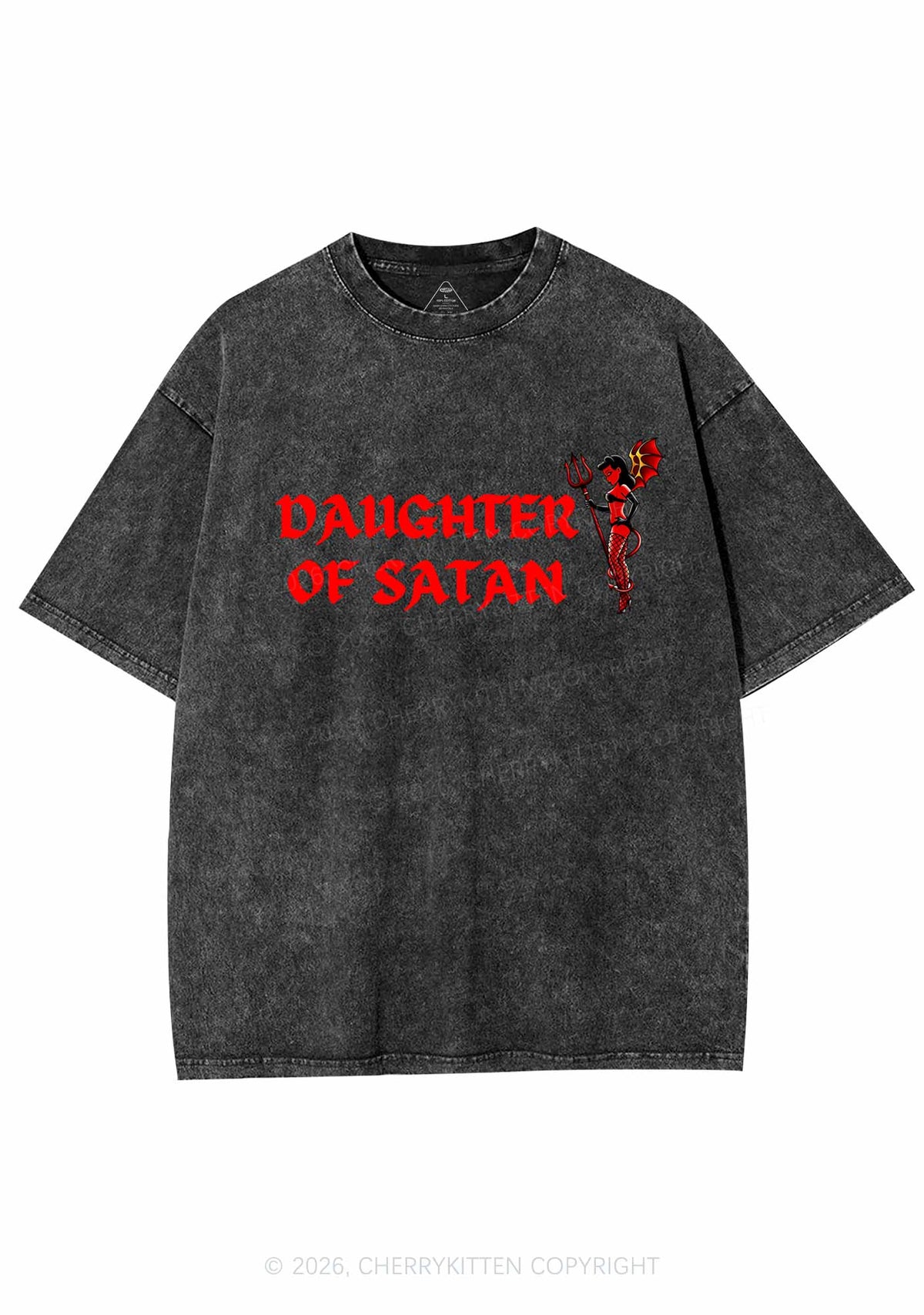 Halloween Daughter Of Satan Y2K Shirts Washed Tee Cherrykitten