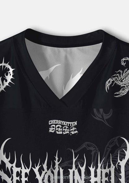 See You In Hell Y2K Crop Sport Jersey Shirts Cherrykitten