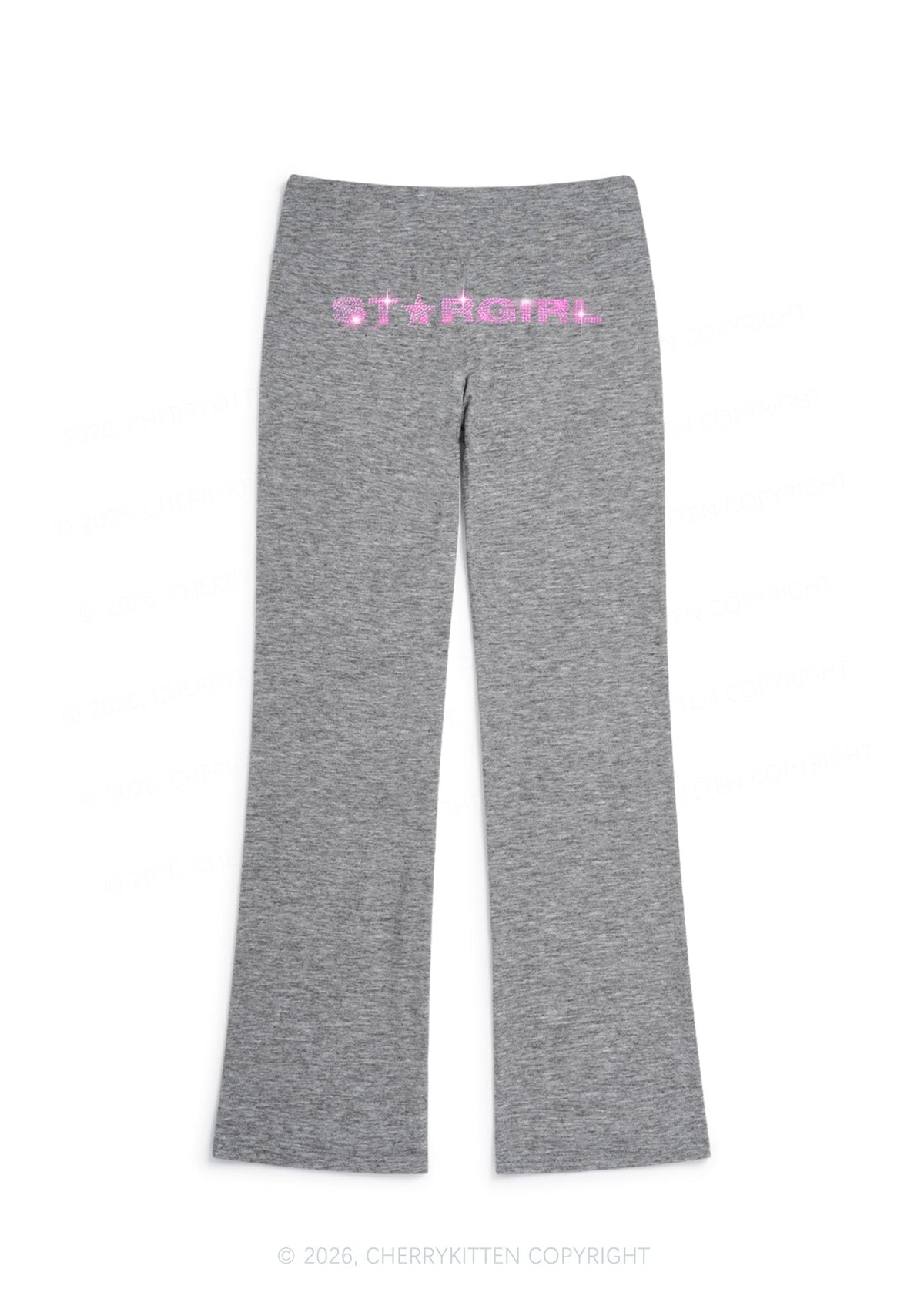 Rhinestone Stargirl Y2K Low Rise Drawstring Flare Pants Cherrykitten