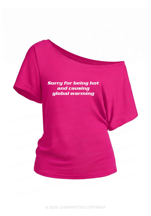 Sorry For Causing Global Warming Y2K Off Shoulder Tee Cherrykitten