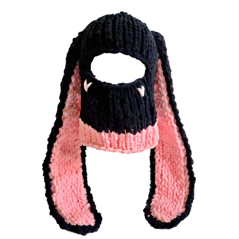 Halloween Balaclava Rabbit Ears Y2K Hand Knitted Hat