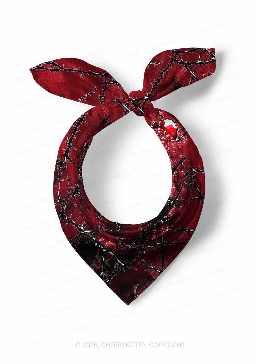 Thorned Ruby Y2K Print Square Bandana Cherrykitten
