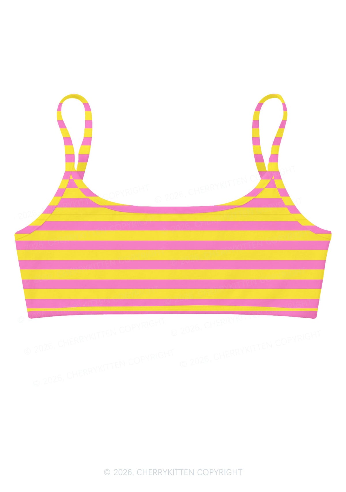 Pink And Yellow Stripes Y2K Print Super Crop Cami Cherrykitten