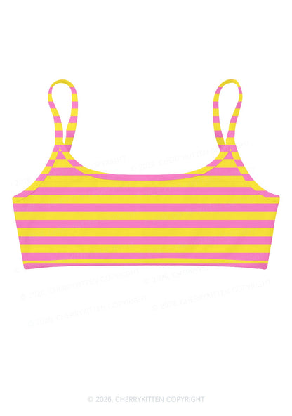 Pink And Yellow Stripes Y2K Print Super Crop Cami Cherrykitten