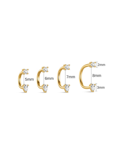 KOSINER 14K Solid Gold Delicate Pear Curved Barbell