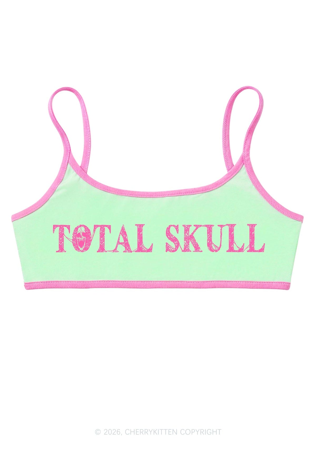Halloween Total Skull Y2K Super Crop Cami Cherrykitten