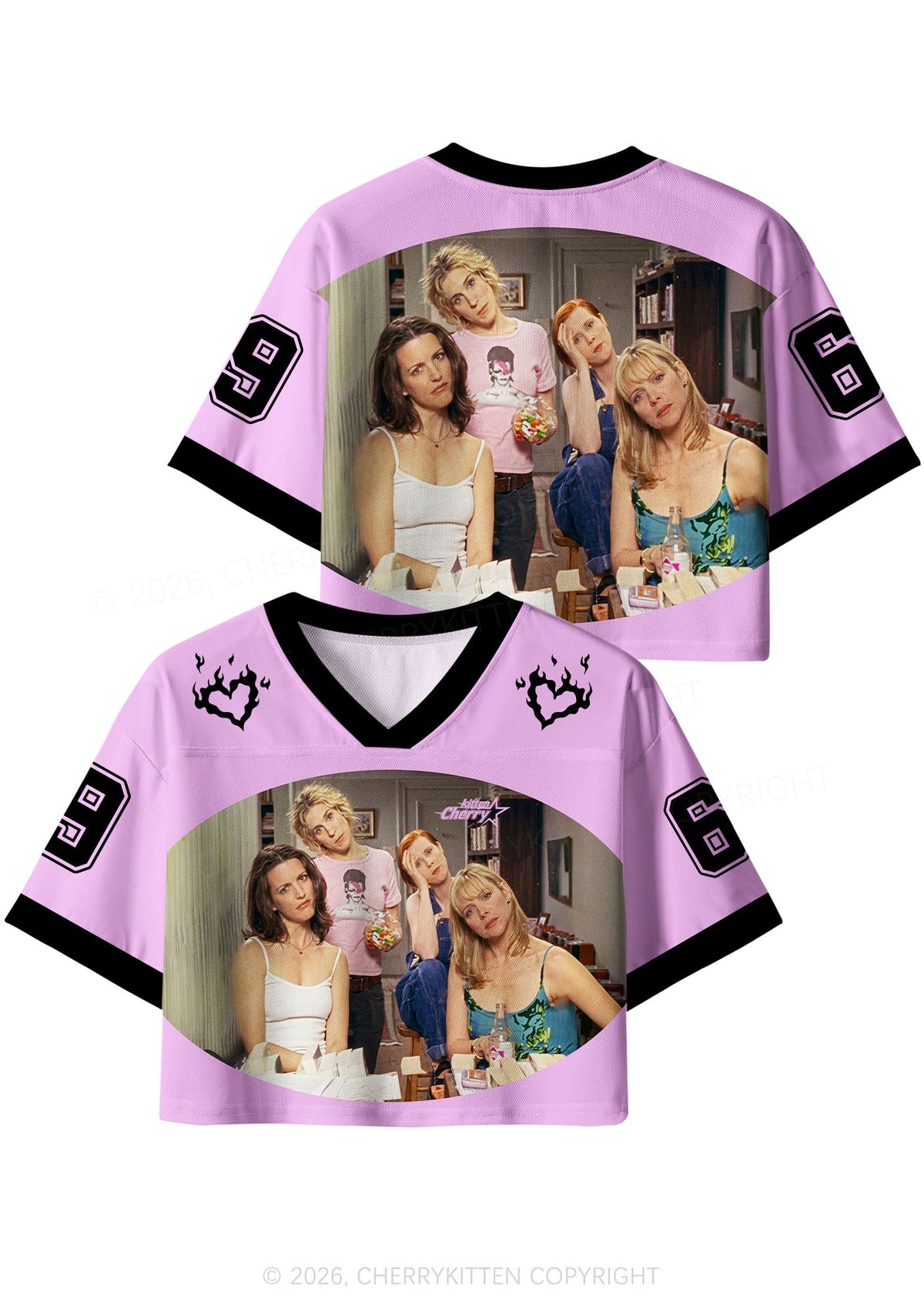 Girl Puzzled Y2K Crop Sport Jersey Shirts Cherrykitten