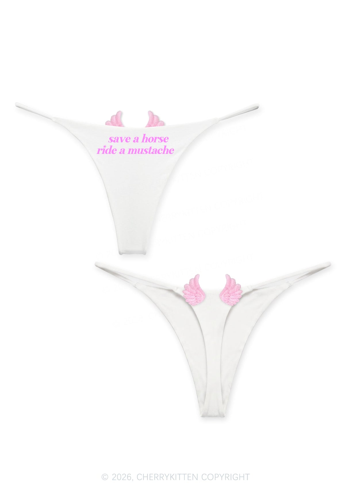 Ride A Mustache Y2K Goth Angel Wings Bikini String Thong Cherrykitten