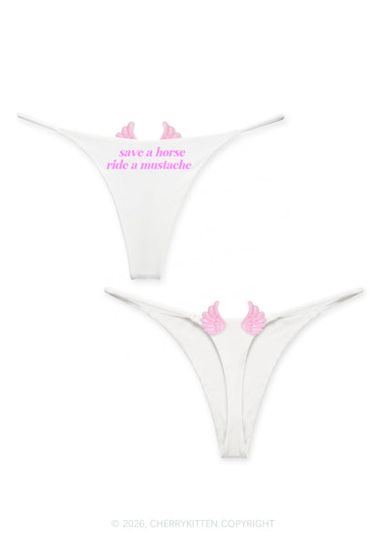 Ride A Mustache Y2K Goth Angel Wings Bikini String Thong Cherrykitten