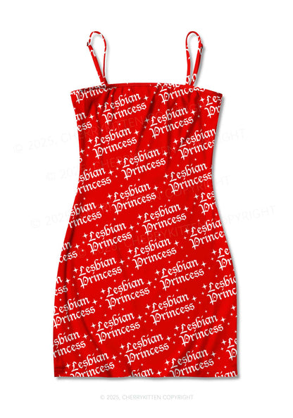 Lesbian Princess Pride Y2K Print Slip Dress Cherrykitten