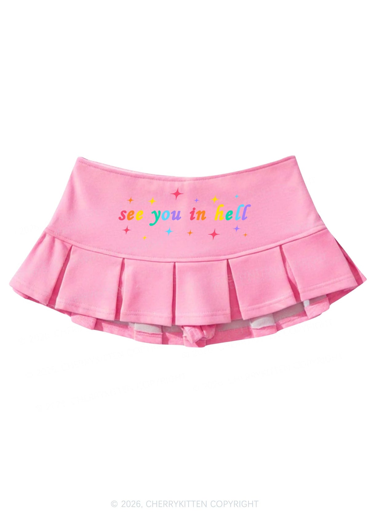 See You In Hell Pride Y2K Mini Pleated Skirts Cherrykitten