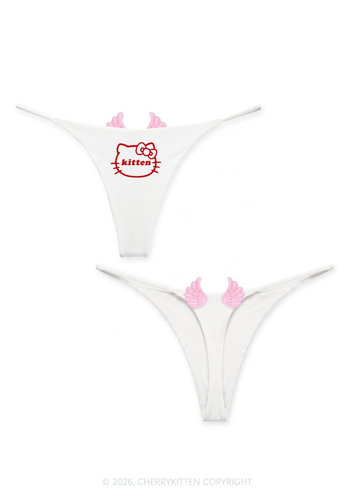 Cute Kitten Y2K Goth Angel Wings Bikini String Thong Cherrykitten