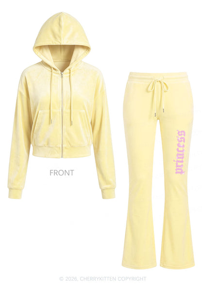 Rhinestone Princess Y2K Velvet Tracksuit Set Cherrykitten