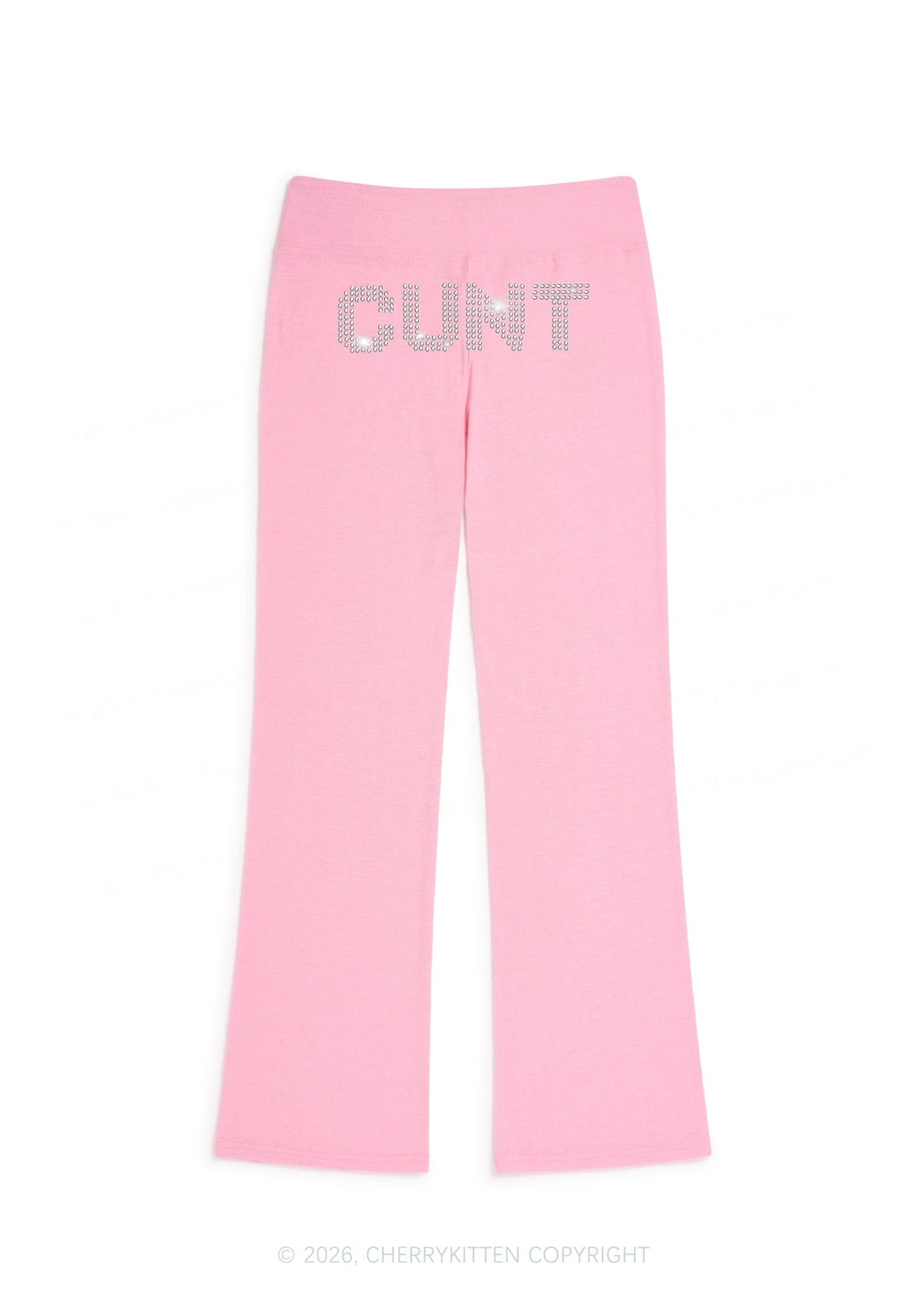 Rhinestone Cxxt Y2K Low Rise Drawstring Flare Pants Cherrykitten