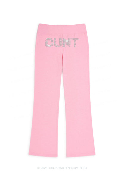 Rhinestone Cxxt Y2K Low Rise Drawstring Flare Pants Cherrykitten