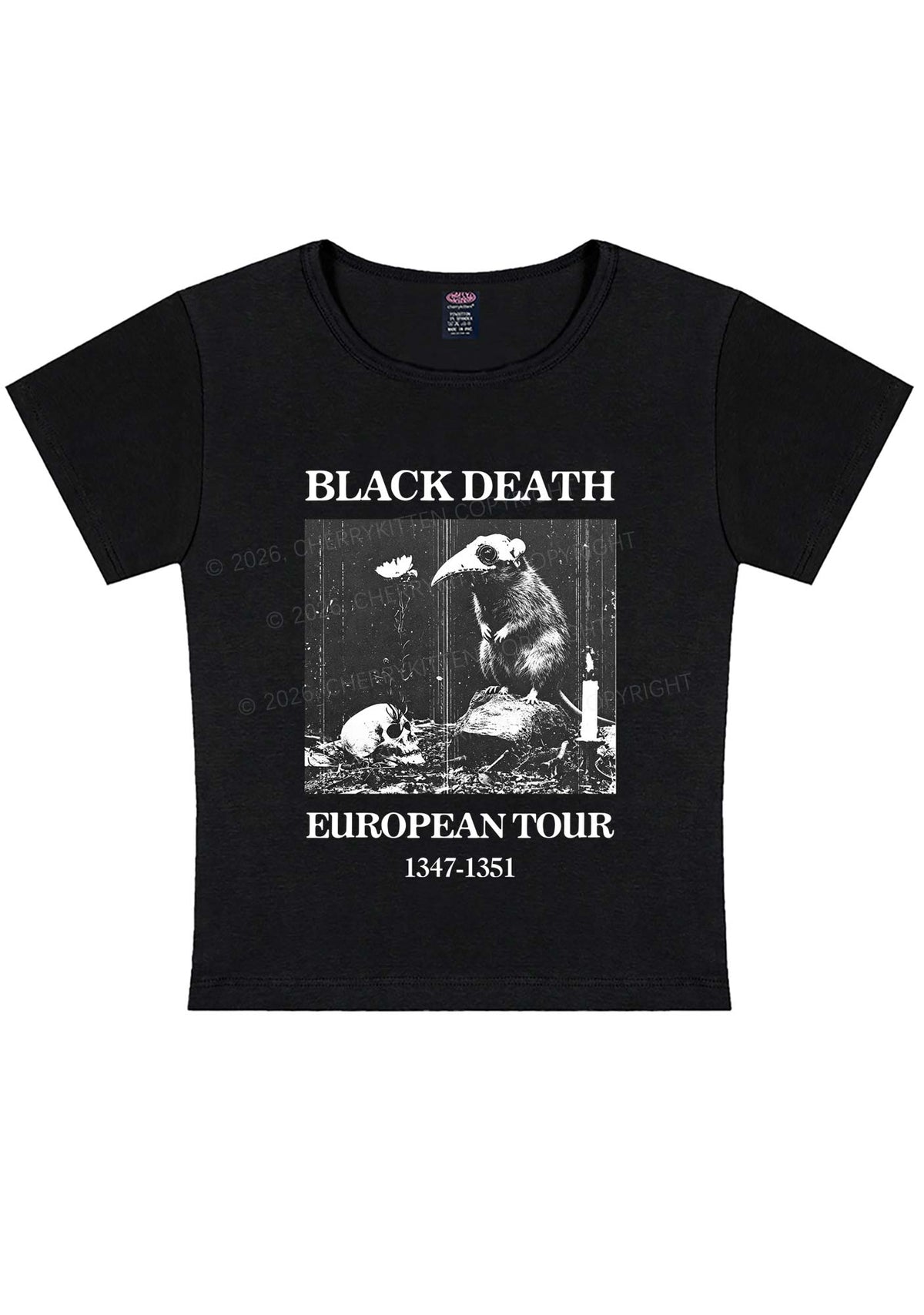 Halloween Skeleton Plague Doctor Rat Y2K Baby Tee Cherrykitten