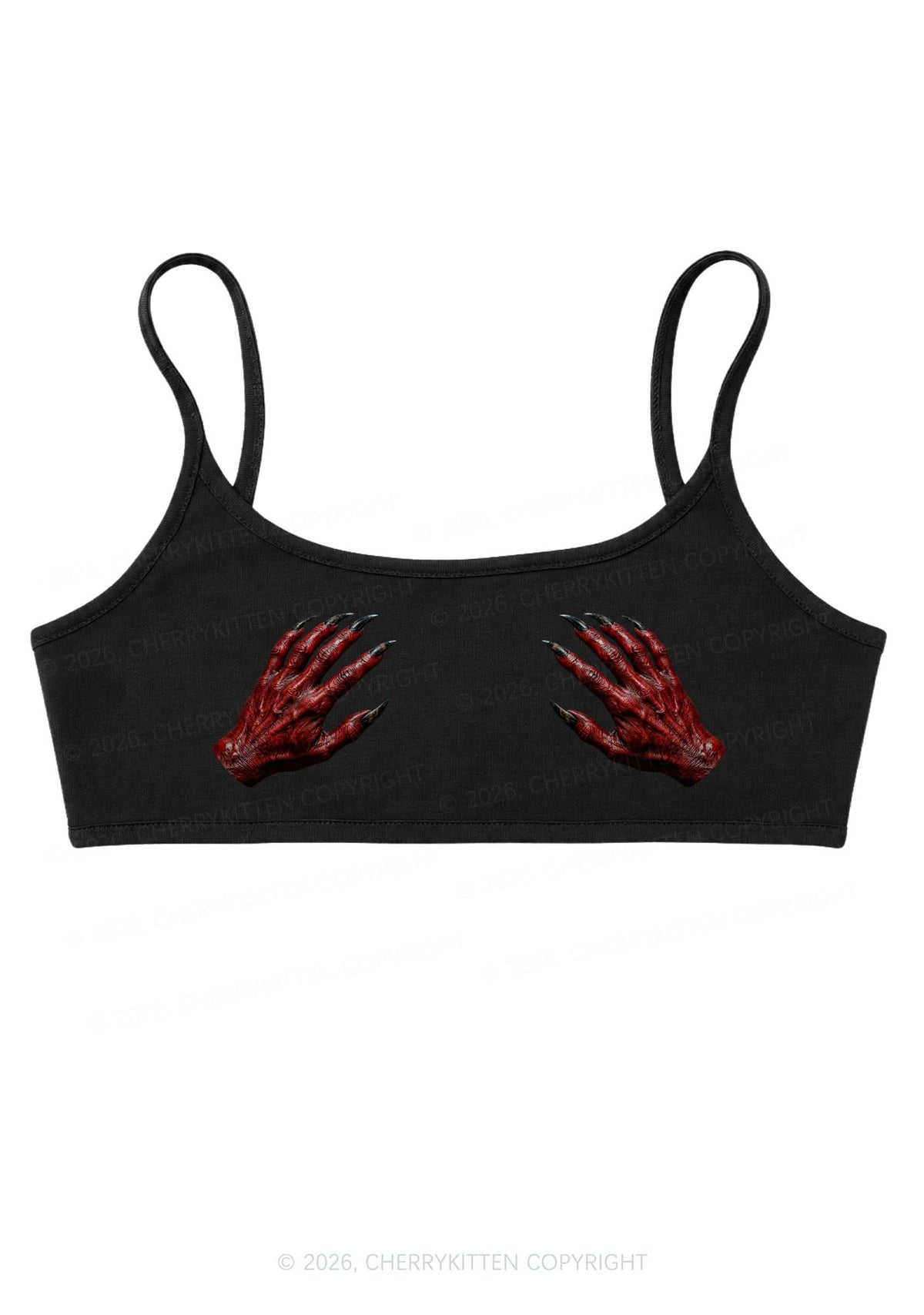 Halloween Satan Hands Y2K Super Crop Cami Cherrykitten