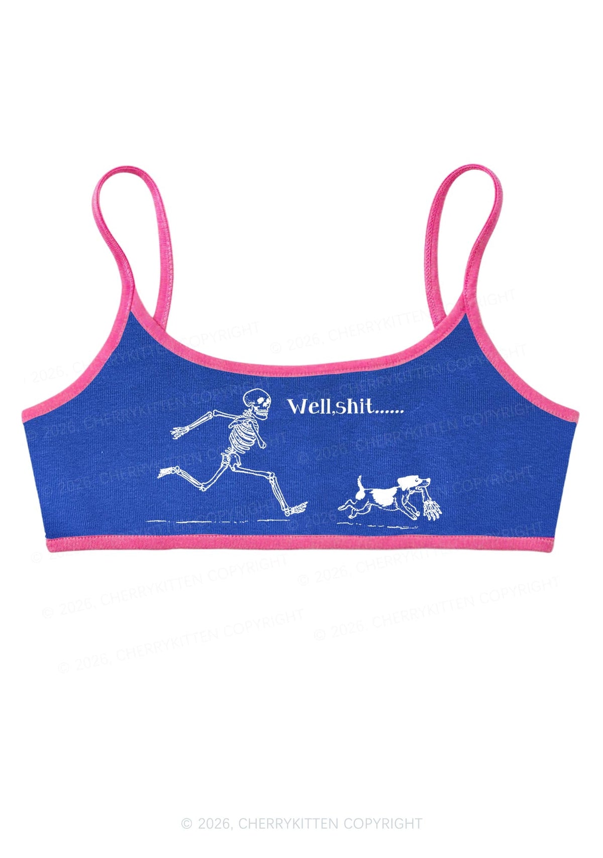Halloween Well Shxt Skeleton Dog Y2K Super Crop Cami Cherrykitten