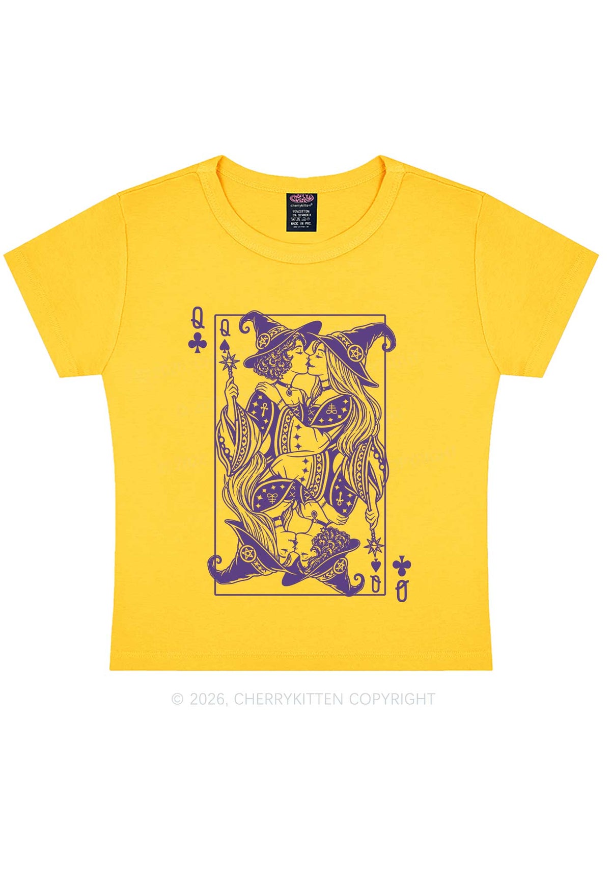 Halloween Witches Queen Kiss Y2K Baby Tee Cherrykitten